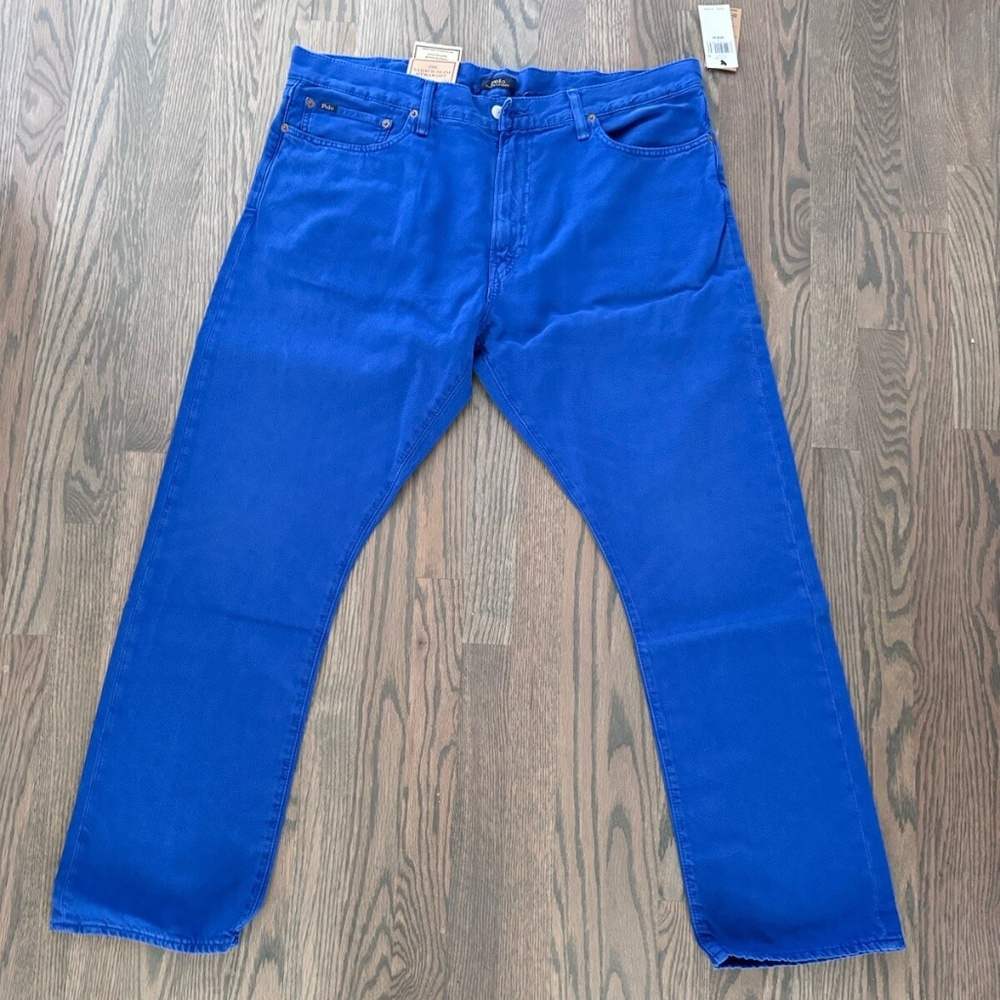 Polo Ralph Lauren varick slim straight Blue Dyed Jeans 40-32 New